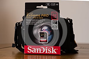 Sandisk branded Extreme Pro SDHC UHS-11 Card card in packaging that is fully recyclable