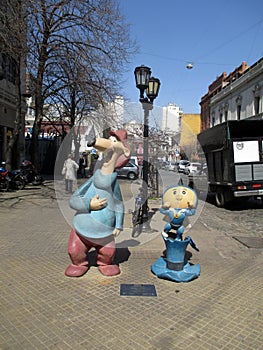 Larguirucho and Super Hijitus known characters in the San Telmo Cartoon Walk Buenos Aires Argentina