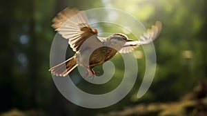 Lark Flight In Woods: Lensbaby Optics, Dark Beige And Brown