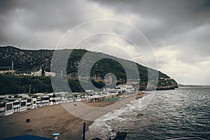 Las casetas del Garraf in Sitges, Barcelona, Catalonia.