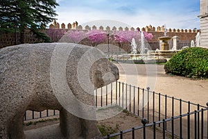 Las Cogotas Boar - Iron Age Sculpture at Plaza Adolfo Suarez Square - Avila, Spain photo