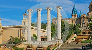 Las Cuatro Columnas in front of the Museu Nacional d`Art de Catalunya, shoot in June 2018 photo