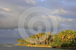 Las Galeras beach at sunset, Samana peninsula photo