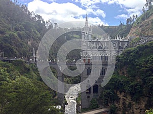 Las Lajas Sanctuary cathedral in the river gorge in Colombia