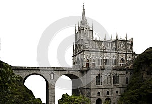 Las Lajas sanctuary Colombia Isolated on white background
