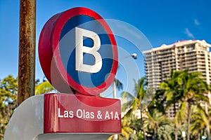 Las Olas and A1A intersection sign in Fort Lauderdale, Florida