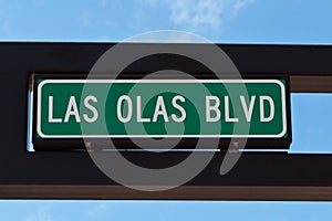 Las Olas boulevard sign in Fort Lauderdale, Florida.