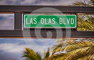 Las Olas Boulevard street sign in Fort Lauderdale, Florida photo