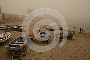 Las Palmas. The worst sand storm in the last 20 years. Las Palmas de Gran Canaria, 23 February 2020