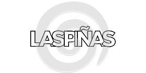 Las Pinas in the Philippines emblem. The design features a geometric style, vector illustration with bold typography in a modern