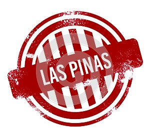 Las Pinas - Red grunge button, stamp
