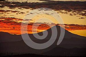 Shadow of popocatepetl volcano at dawn photo