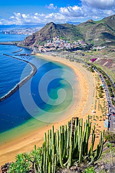 Las Teresitas, Tenerife,Canary islands,Spain: Las Teresitas beach and San Andres village