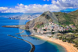 Las Teresitas, Tenerife,Canary islands,Spain: Las Teresitas beach and San Andres village