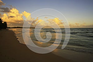 Las Terrenas beach at sunset, Samana peninsula