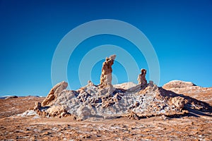 Las Tres Marias, famous rocks in the Moon Valley Atacama desert, Chile photo