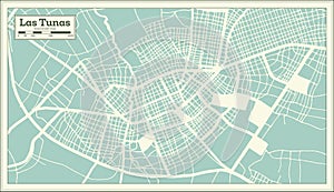 Las Tunas Cuba City Map in Retro Style. Outline Map