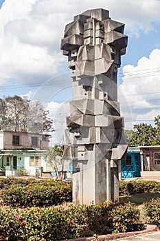 LAS TUNAS, CUBA - JAN 27, 2016: Cubist Monumento al Trabajo Monument of the work in Las Tun