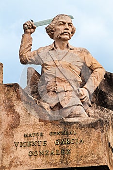 LAS TUNAS, CUBA - JAN 27, 2016: Monument of Vicente Garcia Gonzales at Plaza de la Revolucion Square of the Revolution