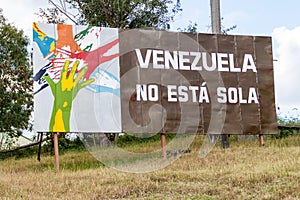 LAS TUNAS, CUBA - JAN 27, 2016: Propaganda billboard at Plaza de la Revolucion Square of the Revolution in Las Tunas