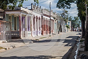 LAS TUNAS, CUBA - JAN 27, 2016: Traditional buildings in the center of Las Tuna