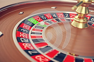 Las Vegas Casino Roulette, Casino Roulette Game, Casino Gambling Concept 3D rendering.