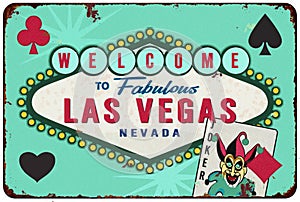 Las Vegas Casino Tin Sign Retro Cards Convention