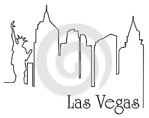 Las Vegas city one line drawing abstract background with cityscape