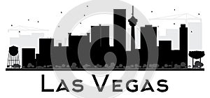 Las Vegas City skyline black and white silhouette.