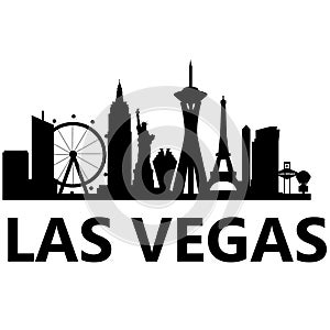 Las Vegas city skyline on white background. Las Vegas city, USA silhouette. city of Las Vegas Nevada sign. flat style