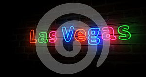 Las Vegas city symbol neon light 3d illustration