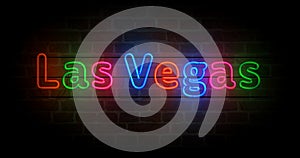 Las Vegas city symbol neon light 3d illustration