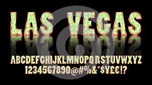 Las Vegas. Color Golden alphabet with show lamps