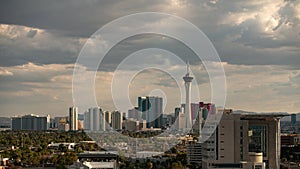 Las Vegas - July 20 2021: Las Vegas Strip Sunset Skyline and Downtown Cityscape Time Lapse