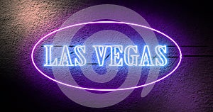 Las Vegas neon sign shows casino for gambling and tourism in America - 4k