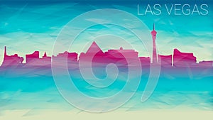 Las Vegas Nevada City USA Skyline Vector Silhouette. Broken Glass Abstract Geometric Dynamic Textured. Banner Background. Colorful