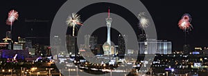 A Stratosphere Fireworks View from McCarran International Airport