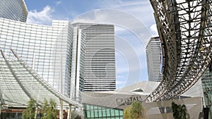 LAS VEGAS, NEVADA USA - 7 MAR 2020 Futuristic CityCenter casino complex in sin city. Modern luxury unincorporated urban skyline.