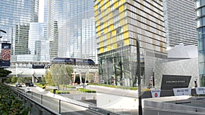 LAS VEGAS, NEVADA USA - 7 MAR 2020 Futuristic CityCenter casino complex in sin city. Modern luxury unincorporated urban skyline.