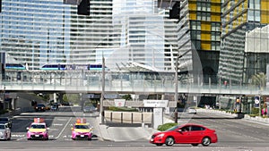 LAS VEGAS, NEVADA USA - 7 MAR 2020 Futuristic CityCenter casino complex in sin city. Modern luxury unincorporated urban skyline.