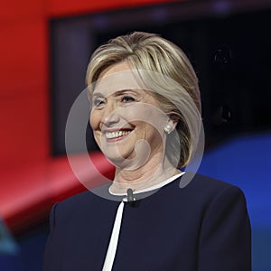 LAS VEGAS, NV - OCTOBER 13 2015: (L-R) Democratic presidential debate features candidate former Secretary of State and U.S. Senato