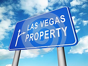 Las Vegas Real Estate Sign Depicts Houses And Homes In Nevada - 3d Illustration