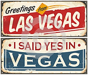 Las Vegas retro tin sign design set