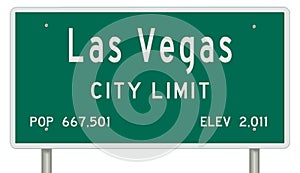 Las Vegas road sign showing population and elevation