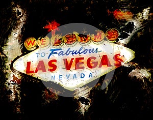 Las Vegas Sign on with abstract background