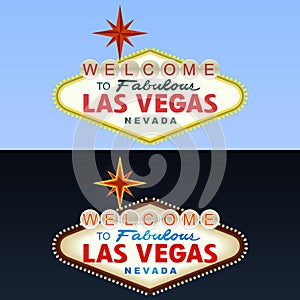 Las Vegas Sign. Day and Night. Vector