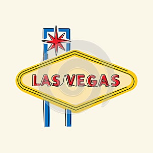 Las Vegas sign one one line artistic vector illustration