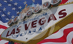 Las Vegas sign and USA flag