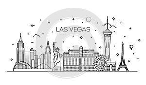 Las Vegas skyline with panorama in white background