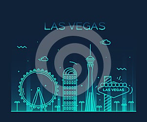 Las Vegas skyline vector illustration linear